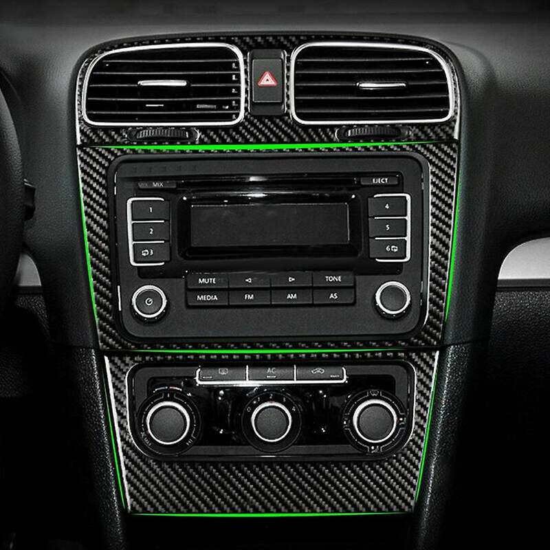 2Pcs Carbon Fiber Center Vent Radio A/C Console Panel Cover for Golf 6 MK6 2008-2012 Decoration Acce