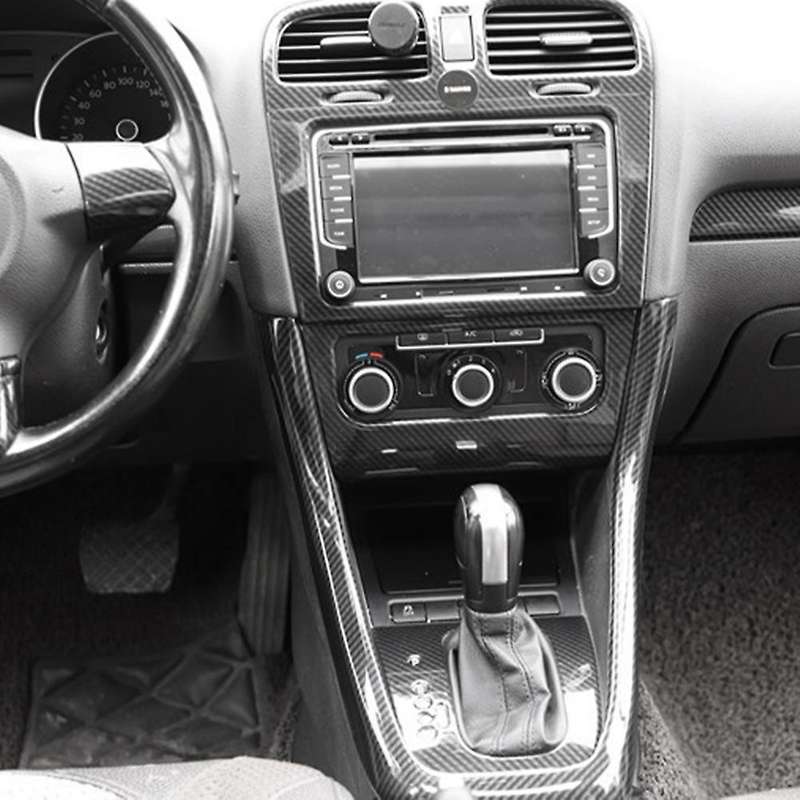 2Pcs Carbon Fiber Center Vent Radio A/C Console Panel Cover for Golf 6 MK6 2008-2012 Decoration Acce