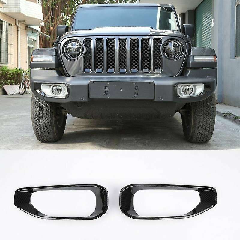 2Pcs Carbon Fiber Front Fog Light Cover Trim for JL 2018 2019