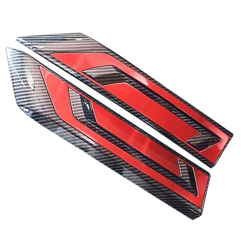 2PCS Carbon Fiber Red Car Front Hood Grill Cover Bonnet Trim Decorative Strip Grille Cover for 2019-