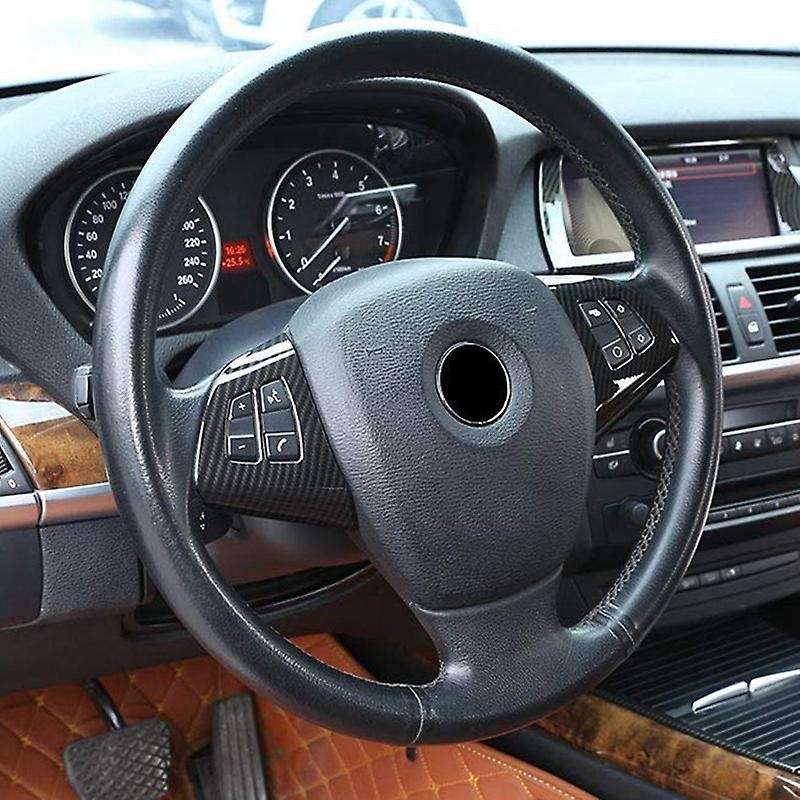 2Pcs Carbon Fiber Steering Wheel Cover Trim for X5 E70 2008-2013