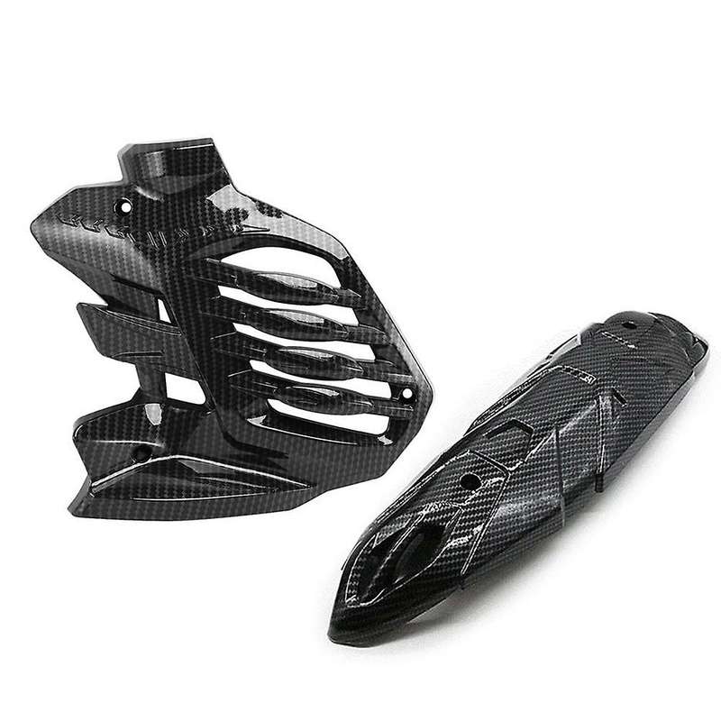 2PCS Carbon Fiber Plastic Exhaust Pipe Trim Cover & Radiator Grille for NMAX155 V2 2020 2021