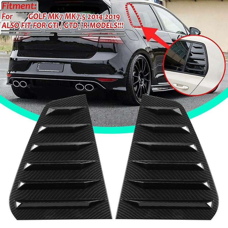 2PCS Carbon Look Side Window Louvers Sun Shade Cover for GOLF MK7 MK7.5-R 2014-2019