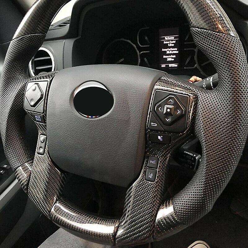 2PCS Carbon Fibre Steering Wheel Side Switch Cover Strip Decor Trim Car Accessories for 4Runner 2016