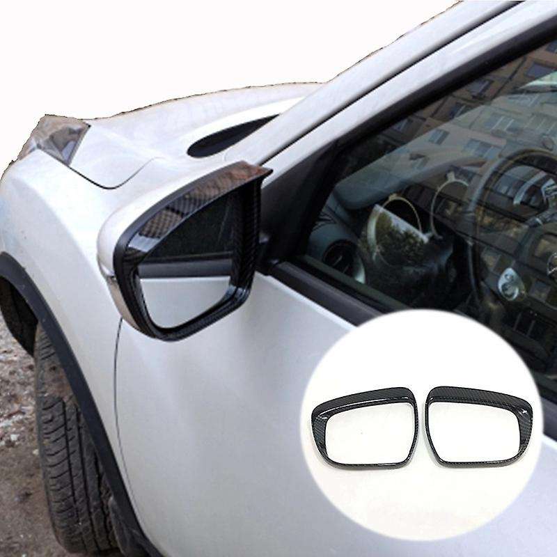 2Pcs Carbon Fibre Styling Accessories Rearview Mirror Rain Eyebrow Frame Cover Trim for Juke 2015-20