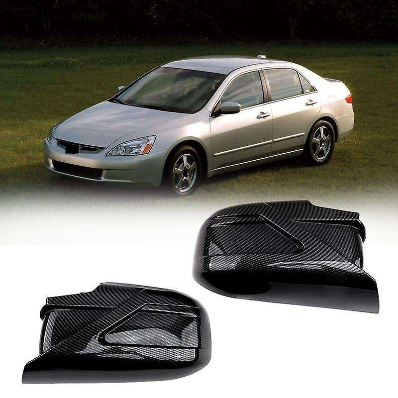 2Pcs Carbon Fiber Style Door Wing Mirror Cover Cap Fit for Accord 2003-2007