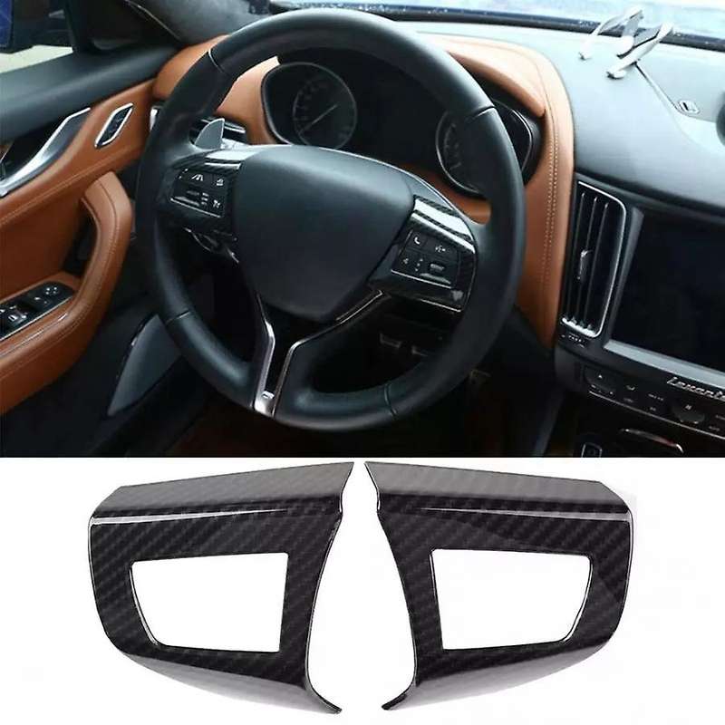 2Pcs Carbon Fiber Style Inner Steering Wheel Cover Trim Stickers for 2017-2018
