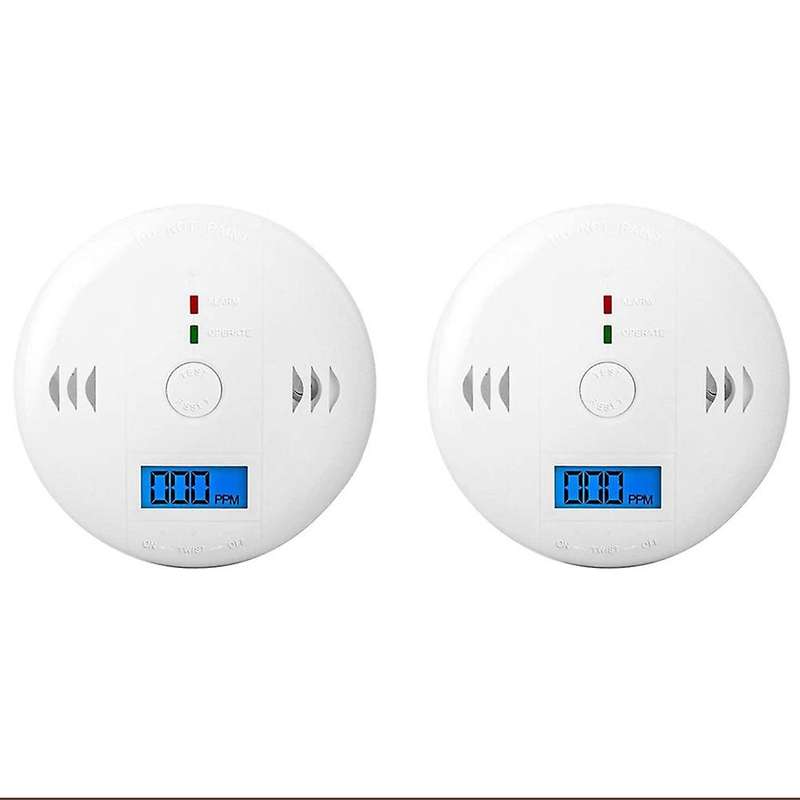 2Pcs Carbon Monoxide Gas Detector with Warning Alarm CO Gas Monoxide Poisoning Smoke Gas Sensor Warn
