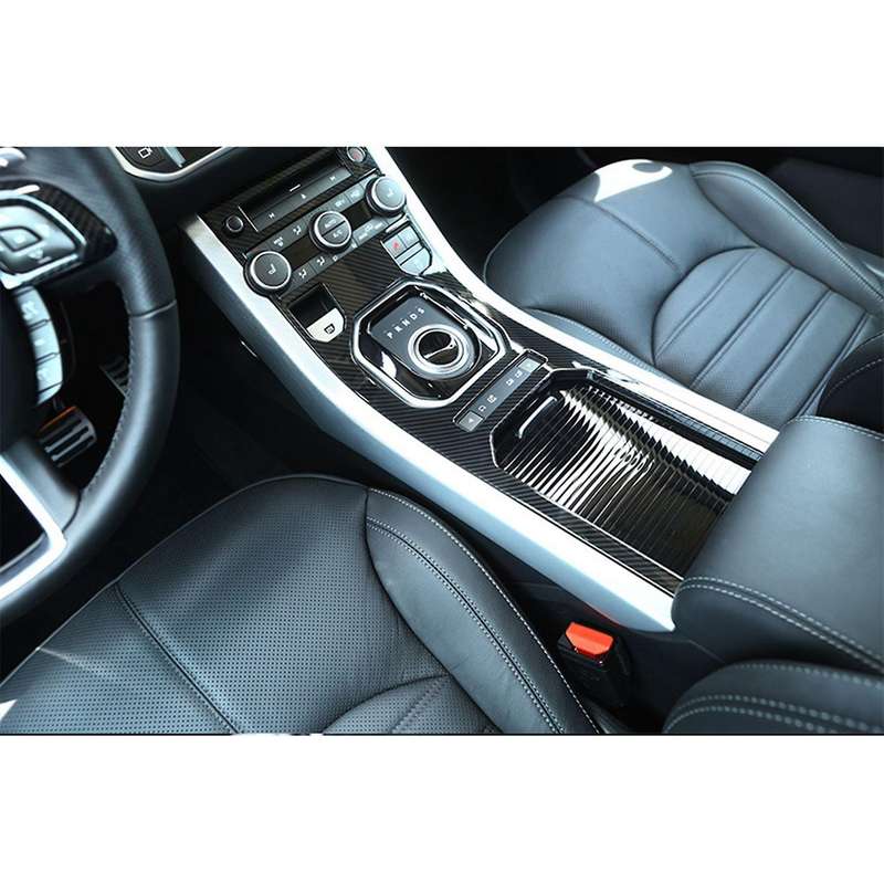 2Pcs Carbon Fiber Style Center Console Gear Panel Trim for Evoque 12-17