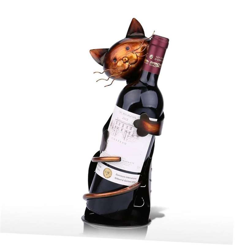 2pcs Cat Wine Holder Rack Cat Shaped Wine Holder Stand Metal Decorative Cat Wine Bottle Holder Sculp