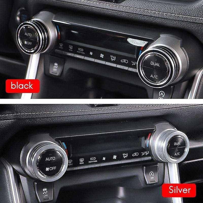 2Pcs Center Console Knob AC Air Conditioning Button Cover Trim for 2020 (Silver)