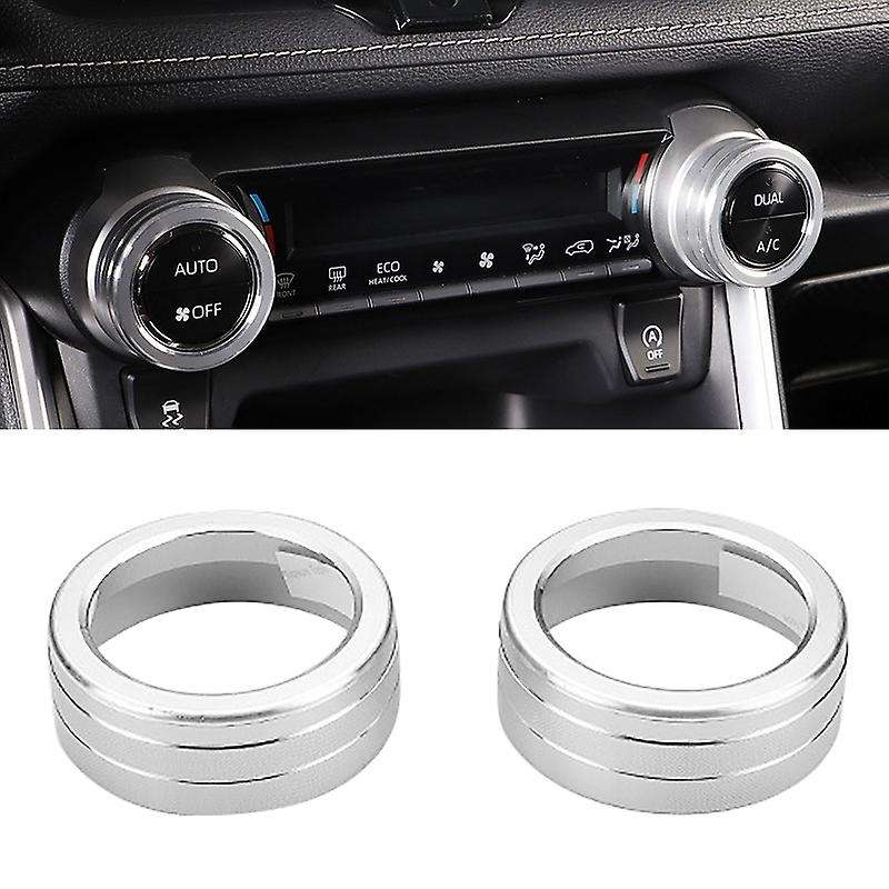 2Pcs Center Console Knob AC Air Conditioning Button Cover Trim for 2020 (Silver)