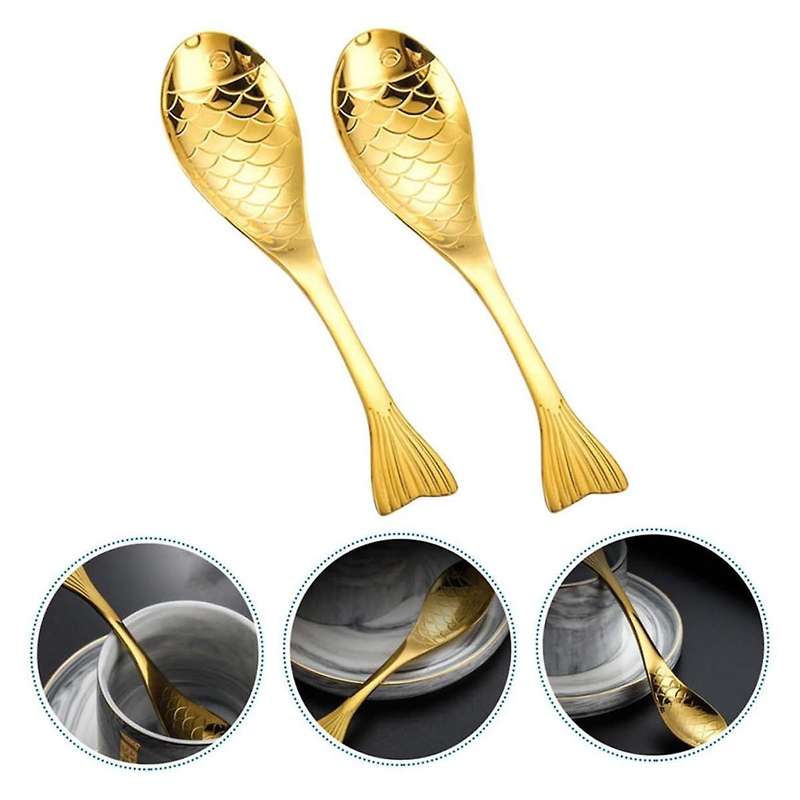 2pcs Cartoon Fish Spoon Cutlery Mini Stirring Spoons Coffee Stirring Spoon Mini Coffee Spoons Kitche