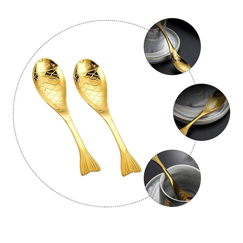 2pcs Cartoon Fish Spoon Cutlery Mini Stirring Spoons Coffee Stirring Spoon Mini Coffee Spoons Kitche