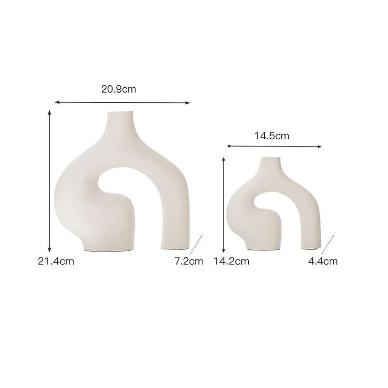 2Pcs Ceramic Vase Modern Vases Decor,Nordic Minimalist Decorative Geometric Vases for Bookshelf