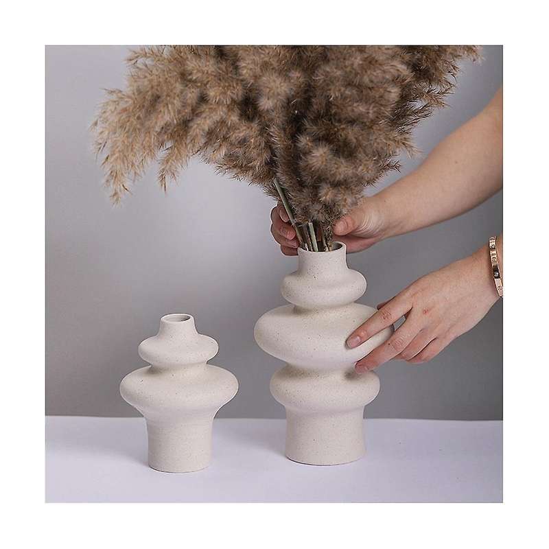 2Pcs Ceramic Vase, Pampas Grass Vase Modern Dried Flowers Vase Decorative Vase for Centerpieces Kit