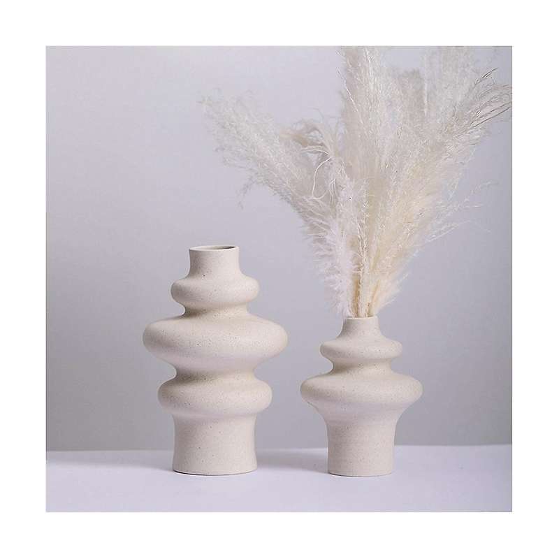2Pcs Ceramic Vase, Pampas Grass Vase Modern Dried Flowers Vase Decorative Vase for Centerpieces Kit