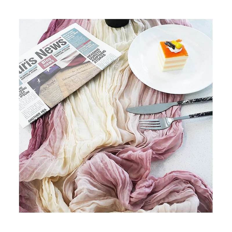 2Pcs Cheesecloth Table Runner Boho Table Runner Gradient Table Runner for Baby Shower Wedding Engage