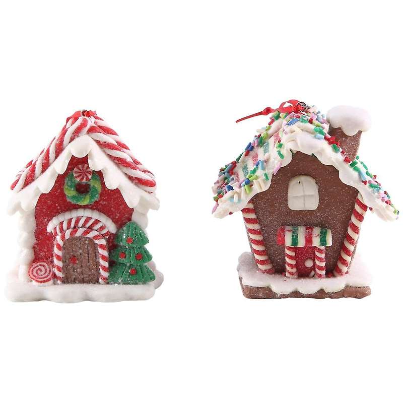 2pcs Christmas Houses Pendant Silicone House Christmas Trees Decoration Tabletop Decor Candy House