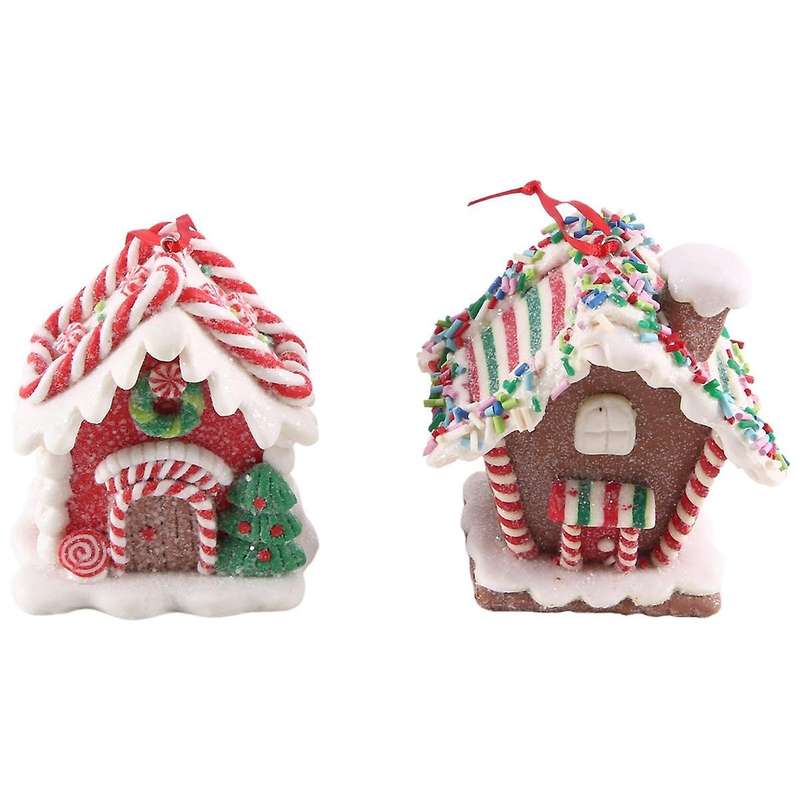 2pcs Christmas Houses Pendant Silicone House Christmas Trees Decoration Tabletop Decor Candy House
