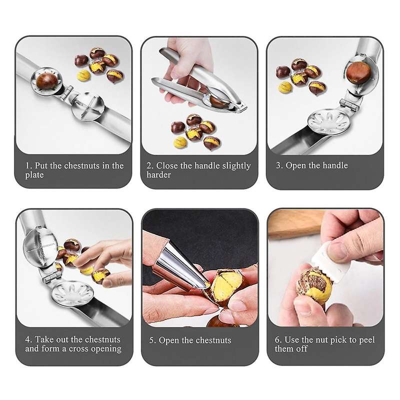 2PCS Chestnut Clip Nut Cracker Stainless Steel Walnut Opener Pliers with Thumb Guard Peelers Nut Pi