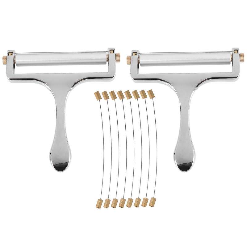 2pcs Cheese Slicer Adjustable Thickness Stainless Steel Cheese Slicer Grater Butter and Cheese Grat
