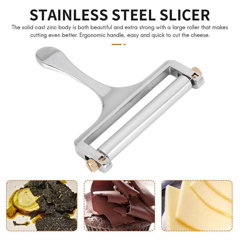 2pcs Cheese Slicer Adjustable Thickness Stainless Steel Cheese Slicer Grater Butter and Cheese Grat