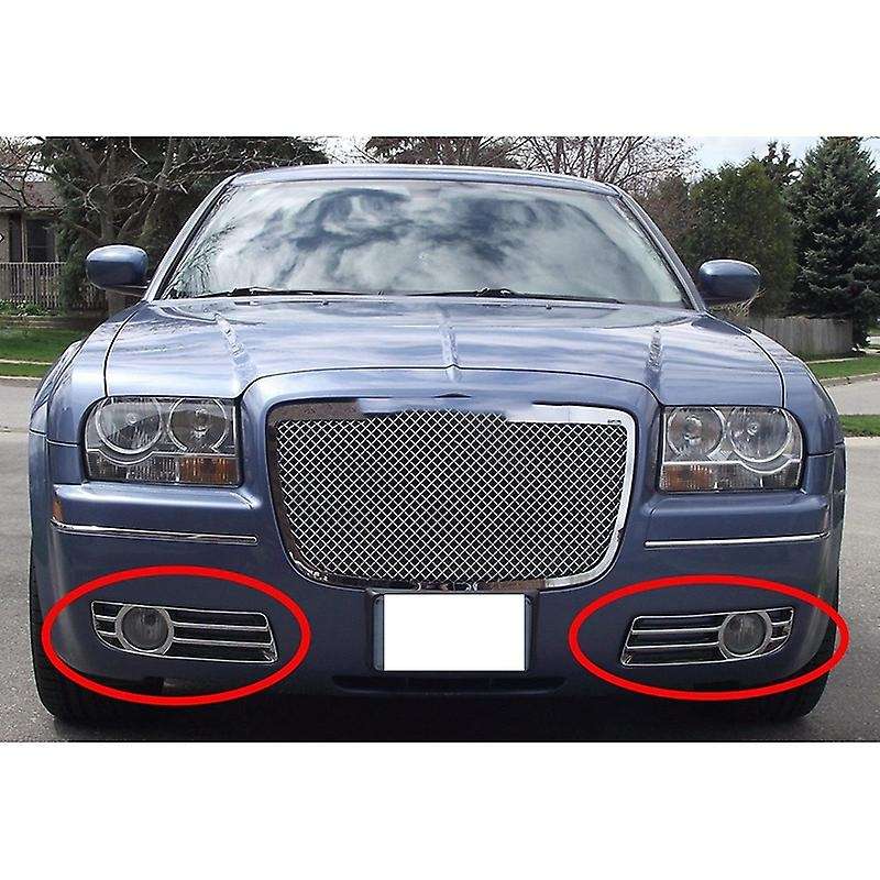 2Pcs Chrome Front Bumper Fog Light Driving Lamp Trim Cover for 300 2005-2010