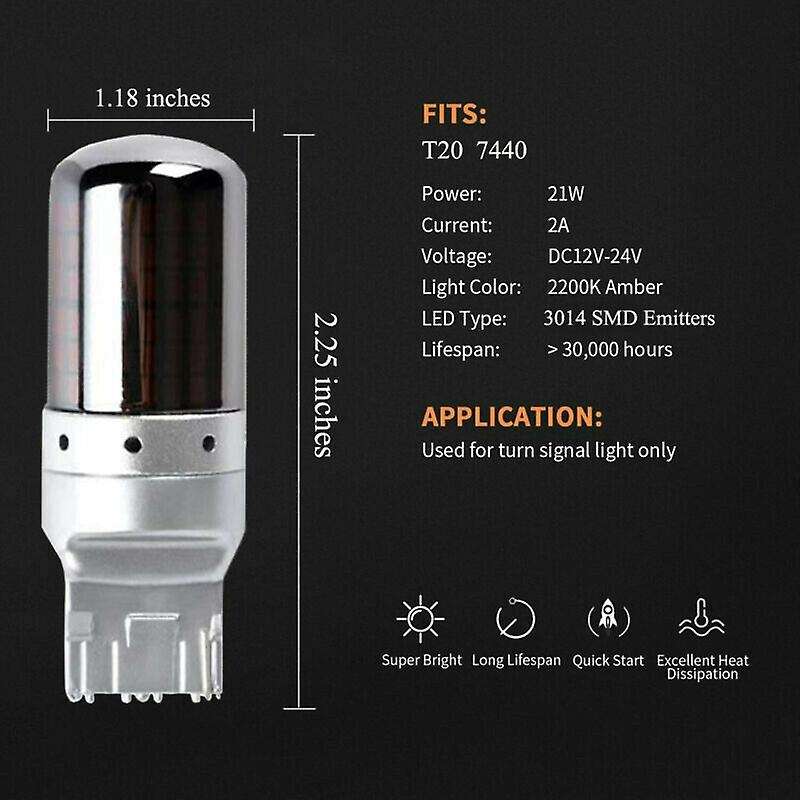 2pcs Chrome 7440 T20 144smd Canbus Error Free Led Lamp Bulb Turn Signal Light