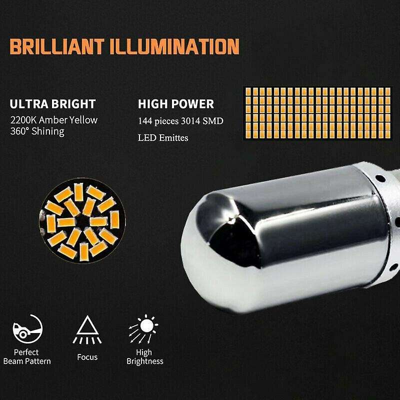 2pcs Chrome 7440 T20 144smd Canbus Error Free Led Lamp Bulb Turn Signal Light