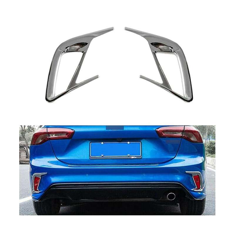 2pcs Chrome Rear Fog Light Lamp Frame Cover Trim for Focus Mk4 Sedan 2019-2020