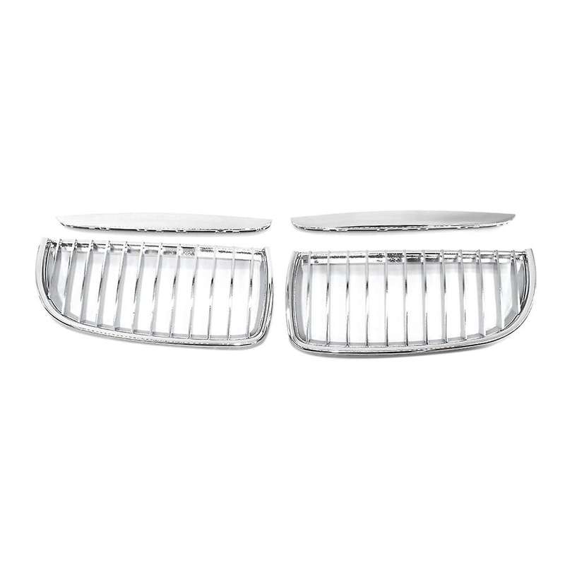 2Pcs Chrome Front Bumper Kidney Grill Grille for E90 E91 320I-335I 4DR Sedan Wagon 2005-2008