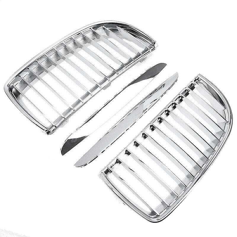 2Pcs Chrome Front Bumper Kidney Grill Grille for E90 E91 320I-335I 4DR Sedan Wagon 2005-2008