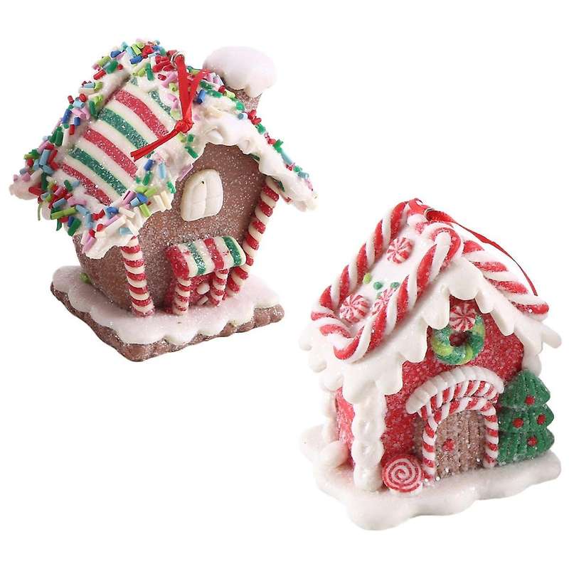 2Pcs Christmas Houses Pendant Silicone House Christmas Trees Decoration Tabletop Decor Candy House H