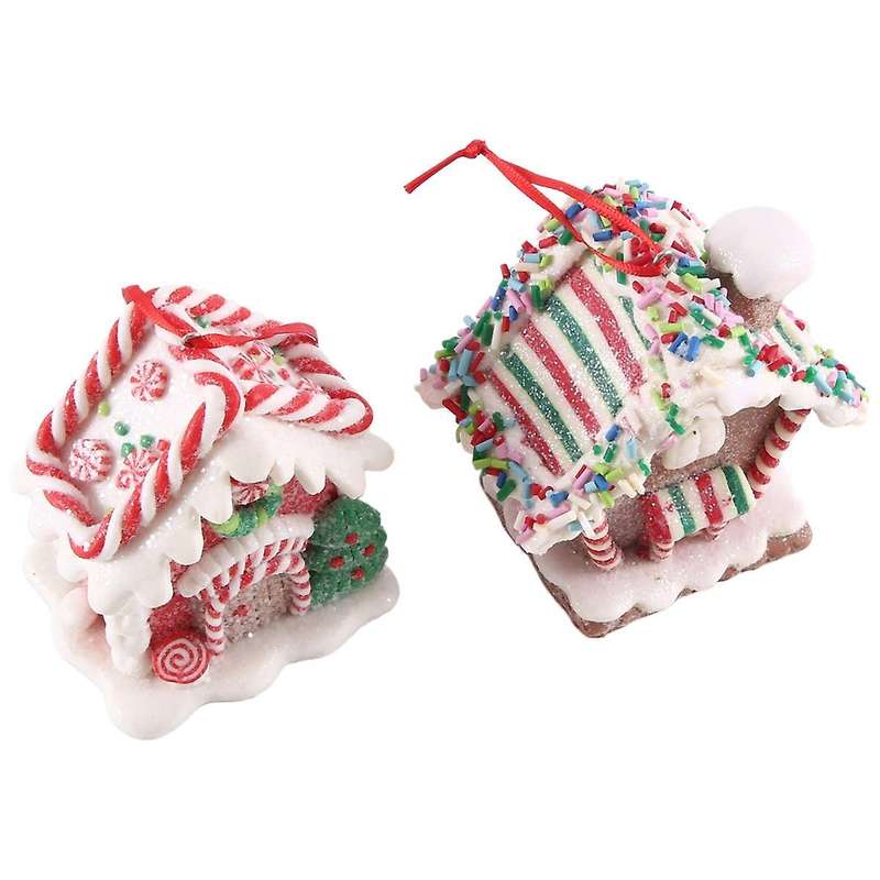 2Pcs Christmas Houses Pendant Silicone House Christmas Trees Decoration Tabletop Decor Candy House H