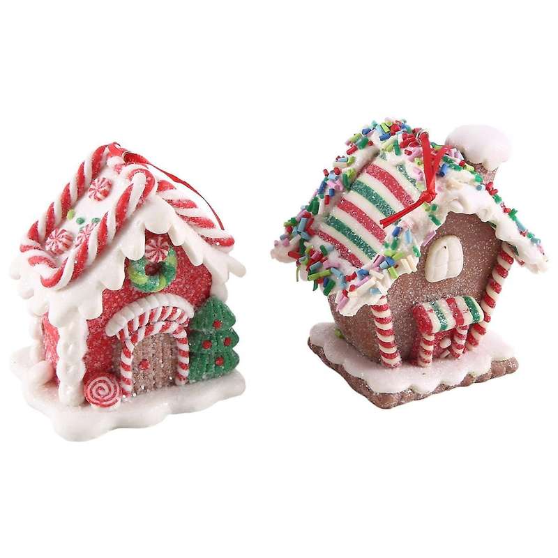 2Pcs Christmas Houses Pendant Silicone House Christmas Trees Decoration Tabletop Decor Candy House H