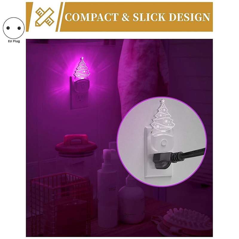 2pcs Christmas Tree Night Light, Color-changing Kids Night Light, Dusk-to-dawn Sensor, Rainbow Led