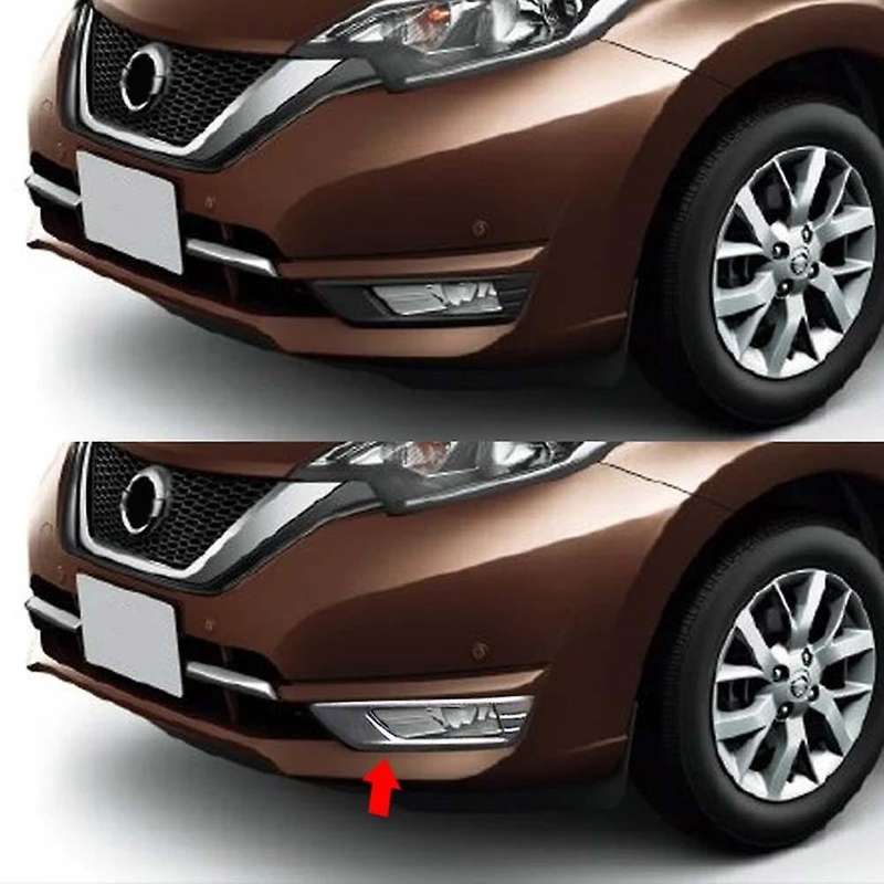 2Pcs Chromium Styling Car Front Fog Lamp Trim for Note E12 SUS304 Car Stickers Decoratie Accessories