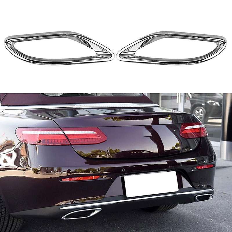 2Pcs Chrome Tail Throat Cover for E220 E350 E300 W238 2017-2018 Car Exhaust Muffler Cover Trim