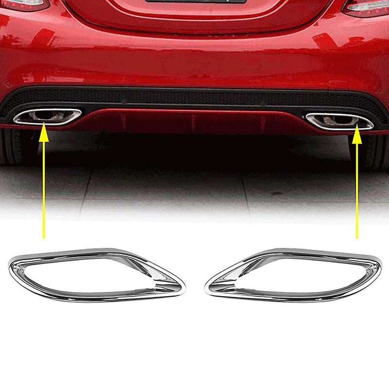 2Pcs Chrome Tail Throat Cover for E220 E350 E300 W238 2017-2018 Car Exhaust Muffler Cover Trim