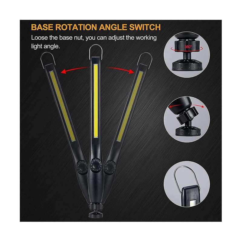 2pcs Cob Led Flashlight Magnetic Work Light Usb Rechargeable Torch Hook Lantern Inspection Light Cam