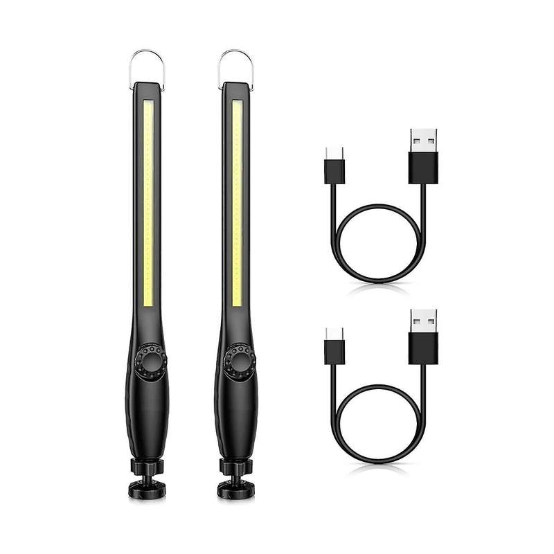 2pcs Cob Led Flashlight Magnetic Work Light Usb Rechargeable Torch Hook Lantern Inspection Light Cam