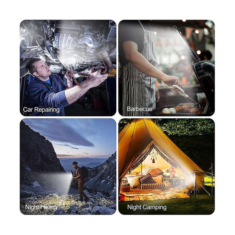 2pcs Cob Led Flashlight Magnetic Work Light Usb Rechargeable Torch Hook Lantern Inspection Light Cam