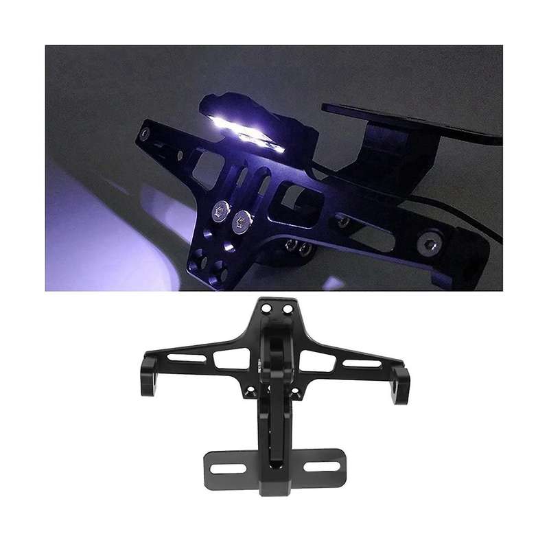 2pcs Cnc Frame Motorcycle License Bracket with Led Light Adjustable for Bws R25 R3 Mt03
