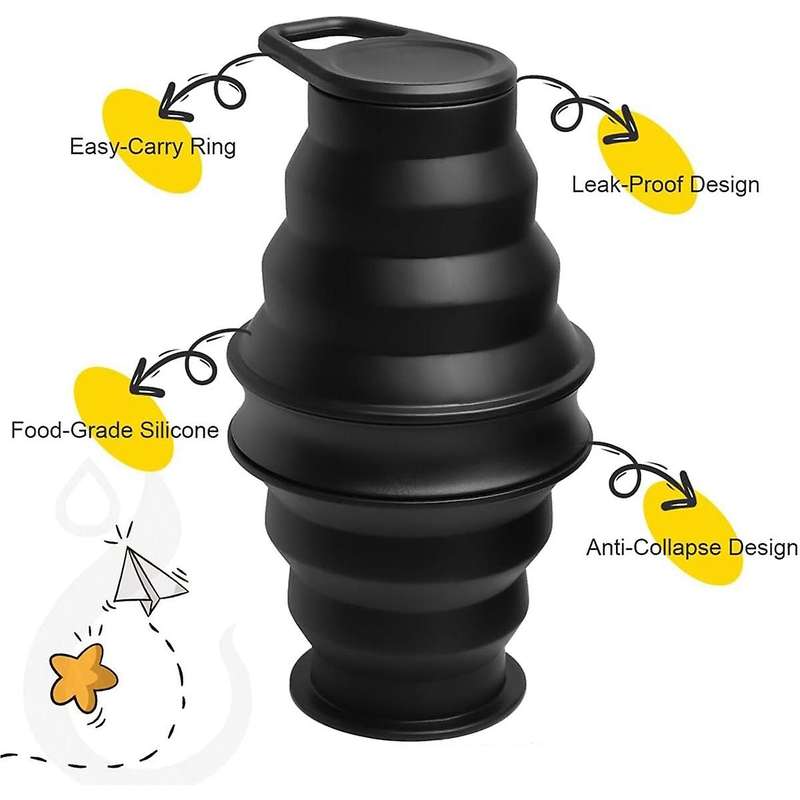 2pcs Collapsible Water Bottles 17 Oz Free Leak Proof Foldable Silicone Bottle with Anti-collapse Rin