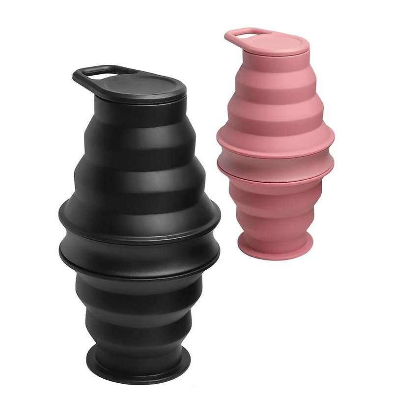 2pcs Collapsible Water Bottles 17 Oz Free Leak Proof Foldable Silicone Bottle with Anti-collapse Rin
