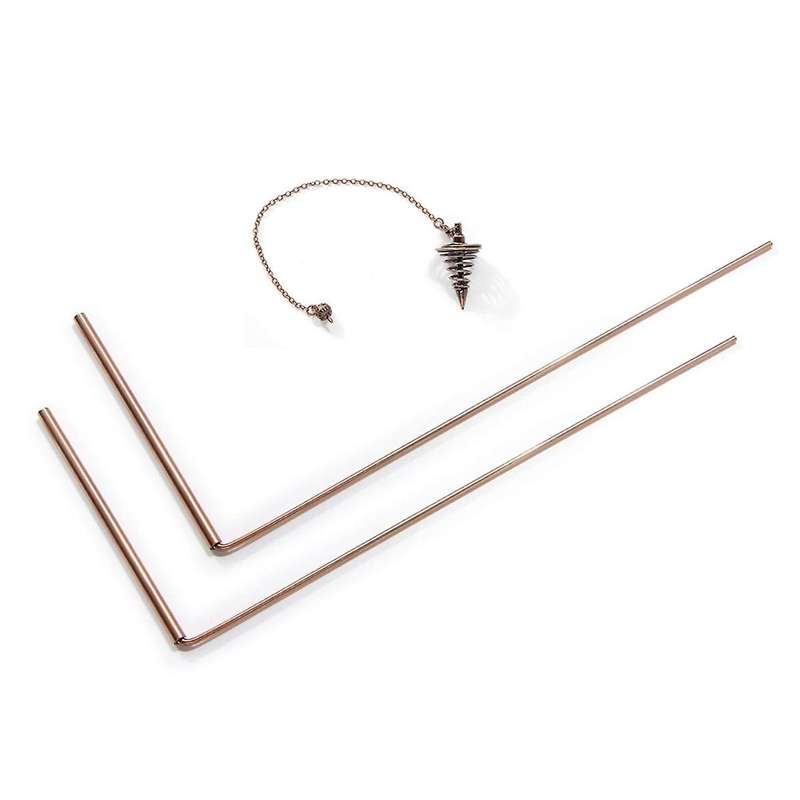 2Pcs Copper Dowsing Rods Spiritual Divining Rods Flexible Copper Rod Dowsing Spirit Rods with Pendul