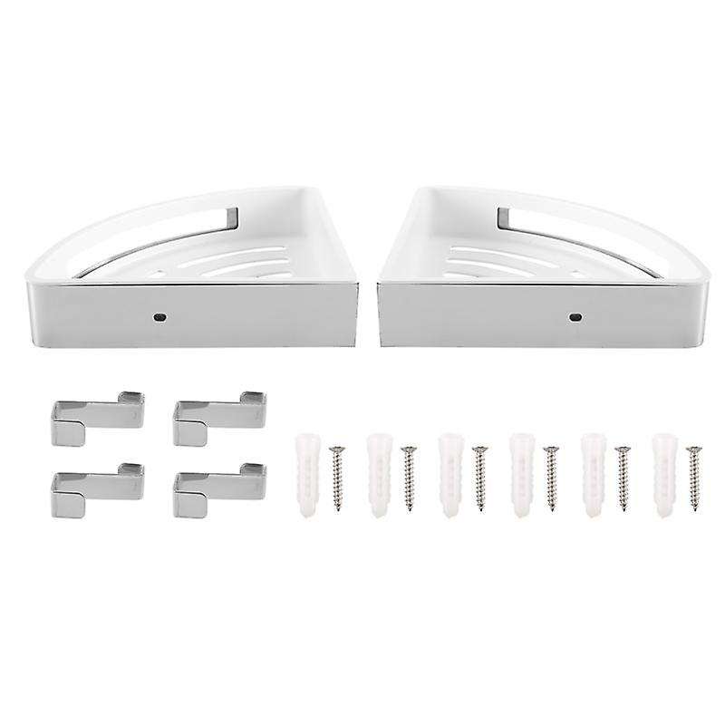 2Pcs Corner Bathroom Shelves without Drilling, 304 Stainless Steel Corner Shower Shelf, Glued or Scr
