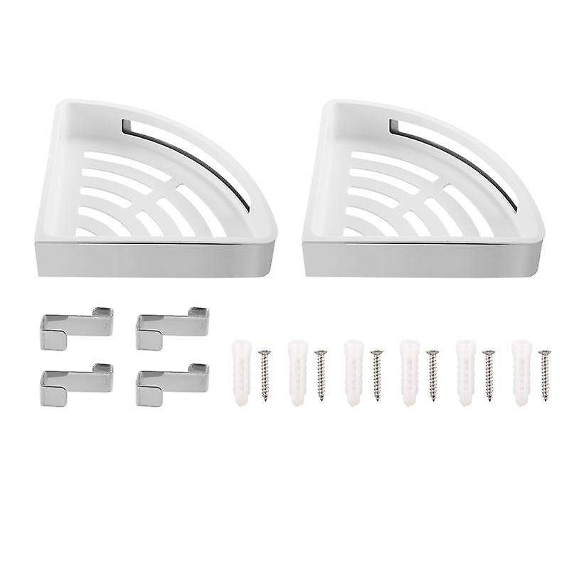 2Pcs Corner Bathroom Shelves without Drilling, 304 Stainless Steel Corner Shower Shelf, Glued or Scr