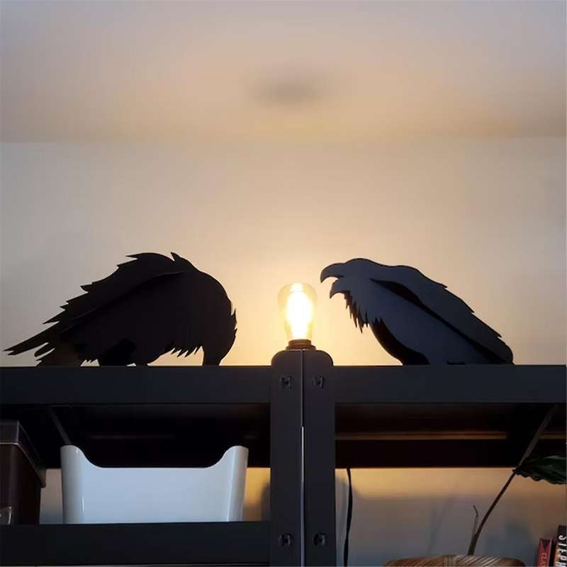 2Pcs Crow Garden Sculpture Crow 3D Garden Sculpture Ornament